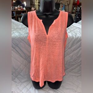 Gap Factory LINEN-BLEND SPLIT-NECK TANK